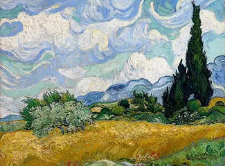 Cuadro Campo Mojado con Cipreses de Vincent Willem Van Gogh