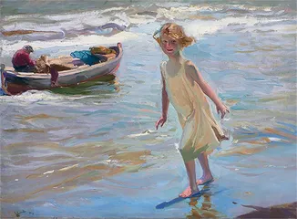 Cuadro Niña en la playa, Valencia de Joaquín Sorolla y Bastida