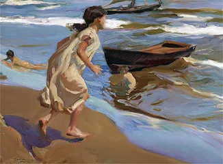 Cuadro Niña entrando en el baño de Joaquín Sorolla y Bastida