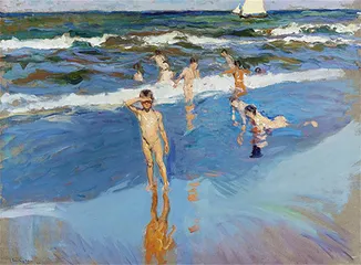 Cuadro Niños en el Mar, Playa de Valencia de Joaquín Sorolla y Bastida
