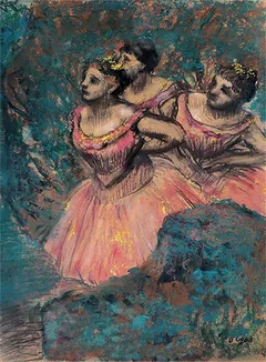 Tres bailarines en traje rojo