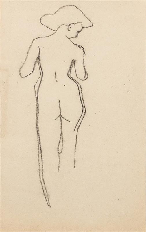 Cuadro de Amedeo Modigliani - Esquisse de femme nue de dos (1905