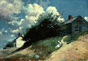 Cuadro de Homer winslow - Casas en una colina
