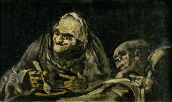 Cuadro de Francisco de Goya y Lucientes - Dos viejos comiendo 
