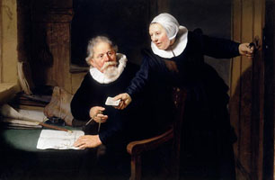 Cuadro de Rembrandt Harmenszoon van Rijn  - El constructor naval y su esposa - Jan Rijcksen y su esposa, Griet Jans