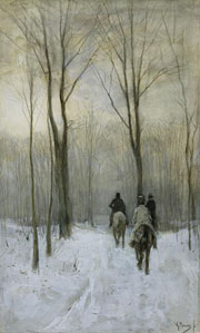 Cuadro de Anton Rudolf Mauve - Ruiters en el sneeuw en het Haagse Bos