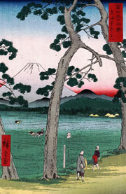 Cuadro de Utagawa Hiroshige - Fuji a la izquierda de Tokaido Road