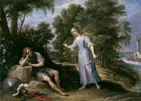 Cuadro de David Teniers (El Joven) - Reinaldo enamorado de Armida, en la isla de Orontes