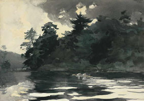 Cuadro de Homer winslow - Dos, hombres, Remo, lago