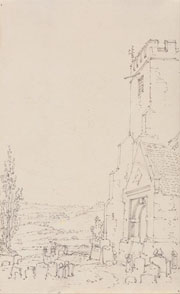 Cuadro de Joseph Mallord William Turner - Porche del sur y torre de una iglesia no identificada