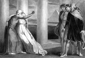 Cuadro de William Blake  - Tiriel Apoyando al Myratana Moribundo y Maldiciendo a Sus Hijos