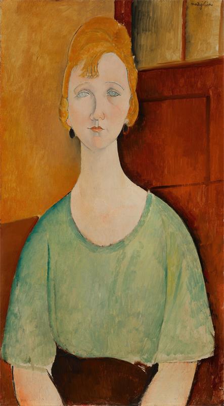 Cuadro de Amedeo Modigliani - Girl in a Green Blouse (1917)