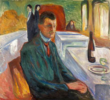 Cuadro de Edvard Munch - Autorretrato con la Botella de Vino