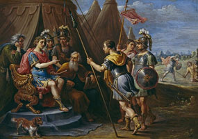 Cuadro de David Teniers (El Joven) - Godofredo y el Consejo Atienden la Demanda de Armida