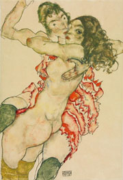 Cuadro de Egon Leo Adolf Schiele - Dos mujeres que abrazan