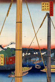 Cuadro de Utagawa Hiroshige - Puente de Inari y santuario de Minato, Teppozu