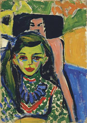 Cuadro de Ernst Ludwig Kirchner  - Fränzi delante de la silla tallada
