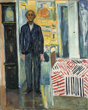 Cuadro de Edvard Munch - Autorretrato Entre el Reloj y la Cama