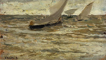 Cuadro de Joaquín Sorolla y Bastida - Salida de las barcas, Asturias