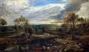 Cuadro de Peter Paul Rubens - Un paisaje con un pastor y su rebaño 
