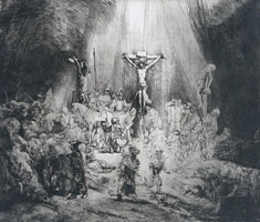 Cuadro de Rembrandt Harmenszoon van Rijn  - Cristo crucificado entre los dos ladrones