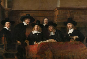 Cuadro de Rembrandt Harmenszoon van Rijn  - Los Síndicos del Gremio de los Drapers de Amsterdam