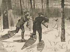 Cuadro de Homer winslow - Deer-Stalking en los Adirondacks en invierno,  cada sábado