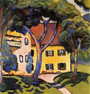 Cuadro de August Macke - la casa de Staudacher en el Tegernsee