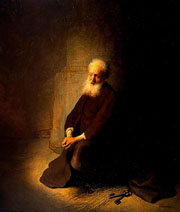 Cuadro de Rembrandt Harmenszoon van Rijn  - San Pedro en la cárcel (El apóstol Pedro arrodillado)