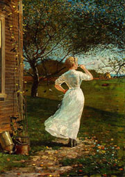 Cuadro de Homer winslow - El cuerno de la cena (soplando el cuerno en el Seaside)