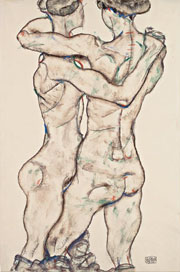 Cuadro de Egon Leo Adolf Schiele - Las niñas desnudos Abrazar