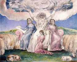 Cuadro de William Blake  - Job y sus hijas