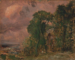 Cuadro de John Constable - Una vista en Hampstead con clima tempestuoso