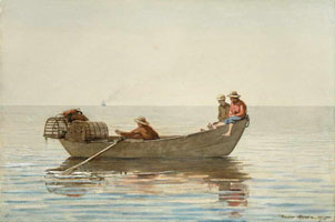 Cuadro de Homer winslow - Tres, niños, Dory, langosta, ollas