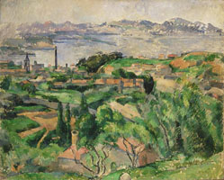 Cuadro de Paul Cézanne - Vista de la bahía de Marsella con el pueblo de SaintHenri