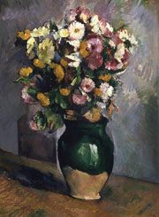 Cuadro de Paul Cézanne - Naturaleza muerta con flores en un tarro de oliva