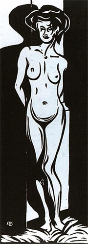 Cuadro de Ernst Ludwig Kirchner  - Desnudo joven delante de un horno