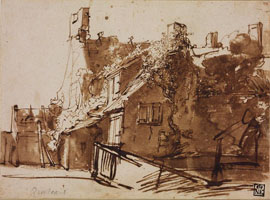 Cuadro de Rembrandt Harmenszoon van Rijn  - Dutch Farmhouse en la luz del sol