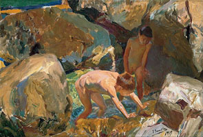 Cuadro de Joaquín Sorolla y Bastida - Niños buscando mariscos