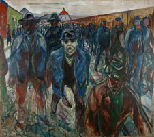 Cuadro de Edvard Munch - Los trabajadores en su camino a casa