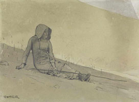 Cuadro de Homer winslow - Chica sentada en una ladera