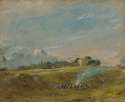 Cuadro de John Constable - Hampstead Heath, con una hoguera