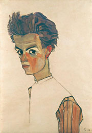 Cuadro de Egon Leo Adolf Schiele - Autorretrato con la Camisa Rayada
