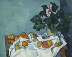Cuadro de Paul Cézanne - Naturaleza muerta con manzanas y una olla de primaveras