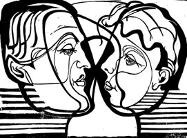 Cuadro de Ernst Ludwig Kirchner  - Dos cabezas mirando el uno al otro Hembusses