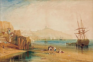 Cuadro de Joseph Mallord William Turner - Scarborough ciudad y el castillo - por la mañana los niños captura de cangrejos