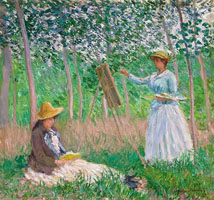 Cuadro de Oscar-Claude Monet - En los Bosques de Giverny, Blanche Hoschedé en su caballete con Suzanne Hoschedé