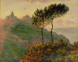 Cuadro de Oscar-Claude Monet - La iglesia en Varengeville, contra la puesta del sol