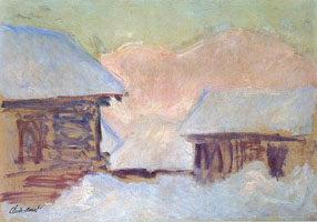 Cuadro de Oscar-Claude Monet - Noruega, casas bajo la nieve