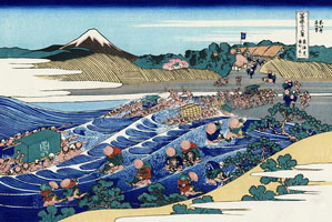Cuadro de Katsushika Hokusai  - El Fuji visto desde Kanaya en el Tokaido